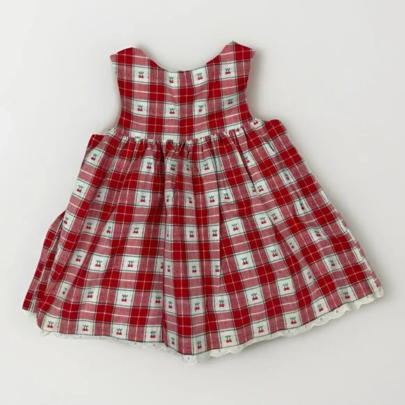 Vintage Red And White Plaid Cherry Cottagecore Good Lad Jumper Girls 24 Months - Picture 2 of 7